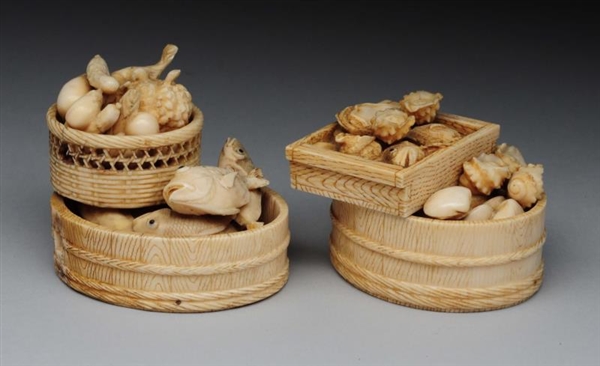 LOT OF 2: JAPANESE CARVED IVORY ITEMS.            
