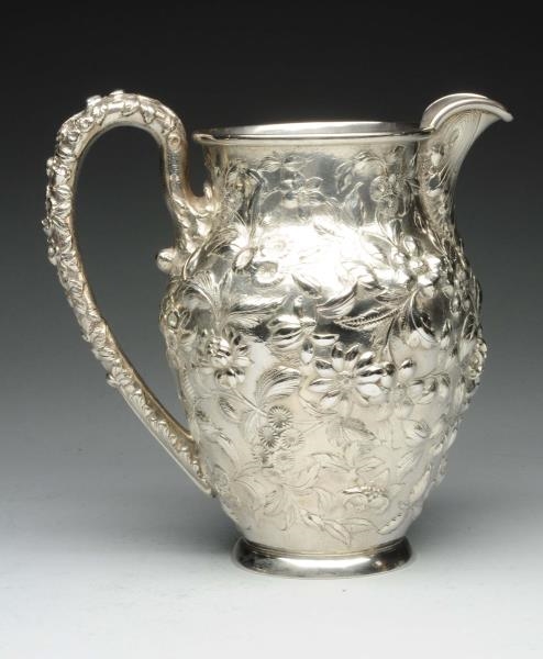 KIRK STERLING REPOUSSE WATER PITCHER.             
