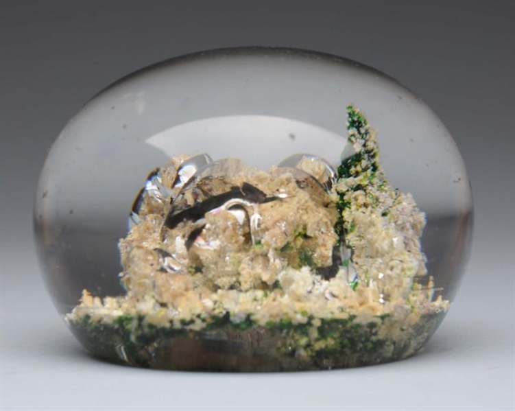 LARGE GLASS SULPHIDE PAPERWEIGHT.                 