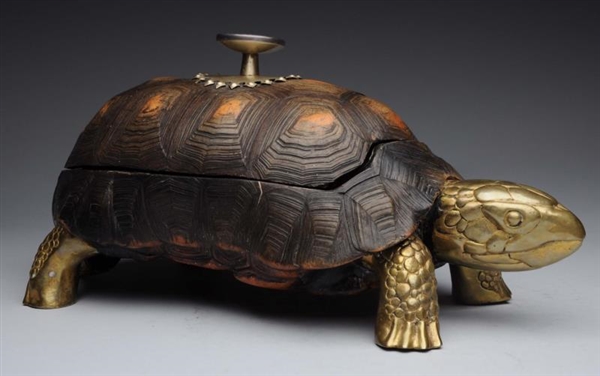 TORTOISE AND BRASS BOX BY ANTHONY REDMILE.        