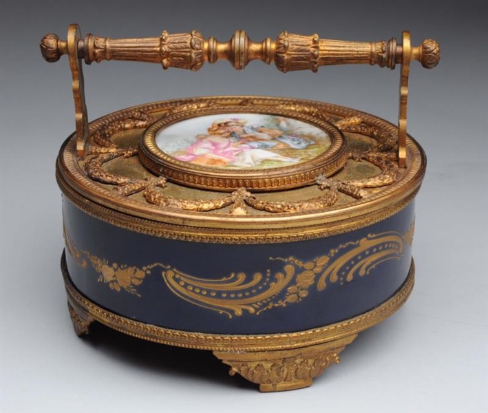 FRENCH SEVRES BRONZE MOUNTED PORCELAIN BOX        