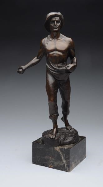 SIGNED BRONZE SEED SOWER FIGURE.                  