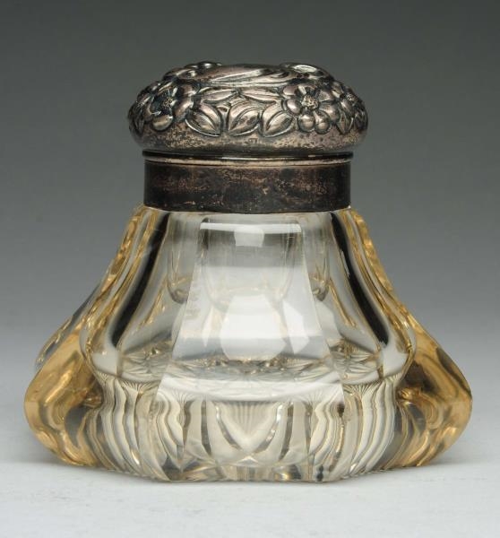 STERLING & CUT GLASS INKWELL                      
