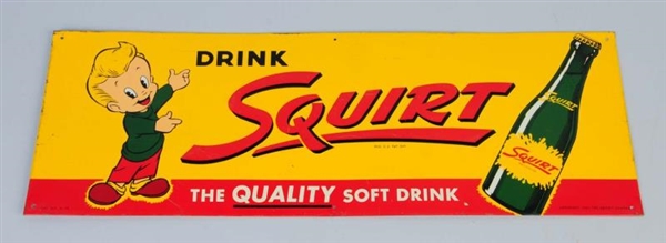 1957 SQUIRT SODA EMBOSSED TIN SIGN.               