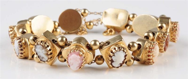 GOLD BRACELET WITH CAMEOS.                        