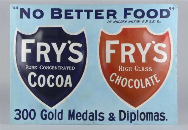 FRYS COCOA AND CHOCOLATE EMBOSSED SIGN           