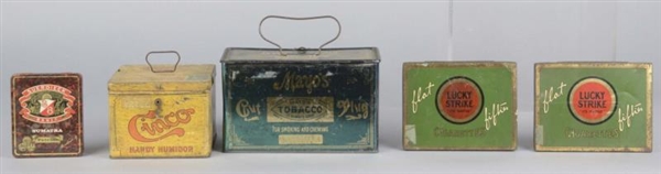 LOT OF 5: TOBACCO & CIGARETTE TINS                