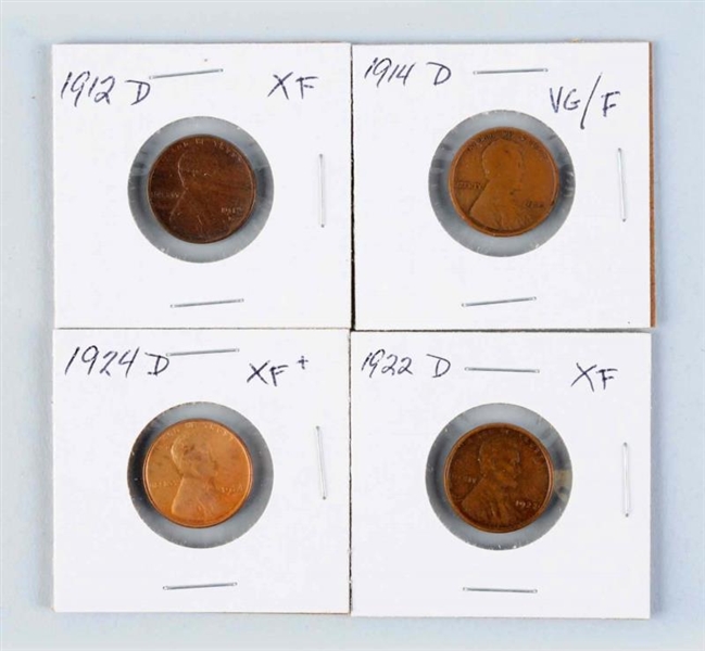 LOT OF 4: MINT D LINCOLN HEAD CENTS.              