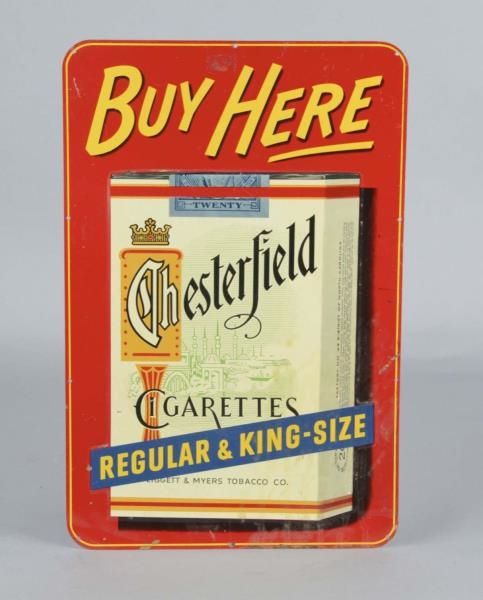 CHESTERFIELD CIGARETTES EMBOSSED TIN SIGN         