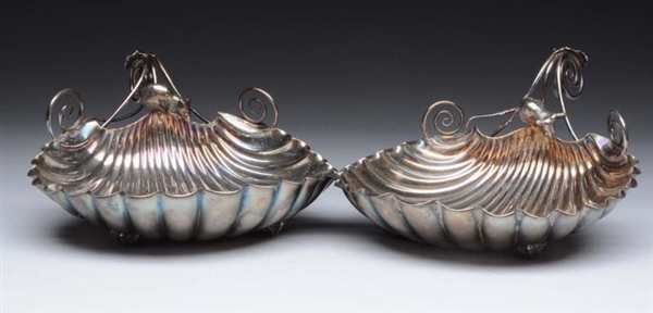 PAIR OF GORHAM STERLING FIGURAL SHELL DISHES.     