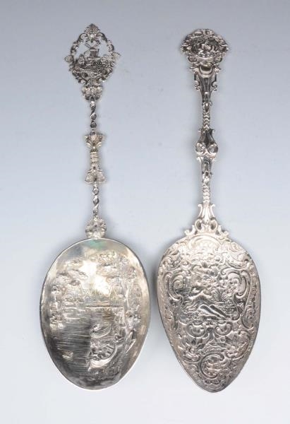 LOT OF 2: CONTINENTAL SILVER SPOONS.              