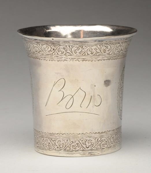 EARLY STERLING SILVER BEAKER CUP.                 
