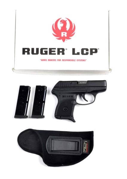 **BOXED RUGER MODEL LCP SEMI AUTOMATIC PISTOL.    