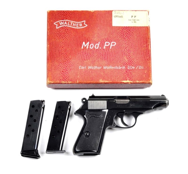 **BOXED WALTHER MODEL PP SEMI AUTOMATIC PISTOL.   