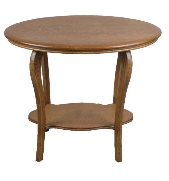 EARLY AMERICAN OVAL OAK TABLE WITH SHELF          