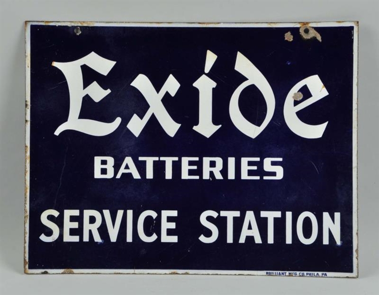 EXIDE BATTERIES SERVICE STATION SIGN.             