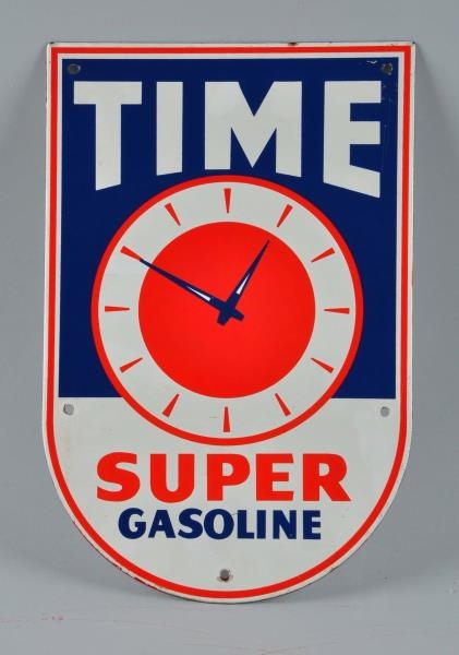 TIME SUPER GASOLINE SIGN.                         