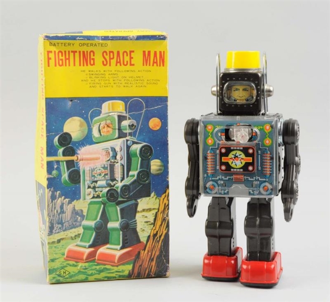 JAPANESE TIN LITHO BATTERY OP FIGHTING SPACEMAN   