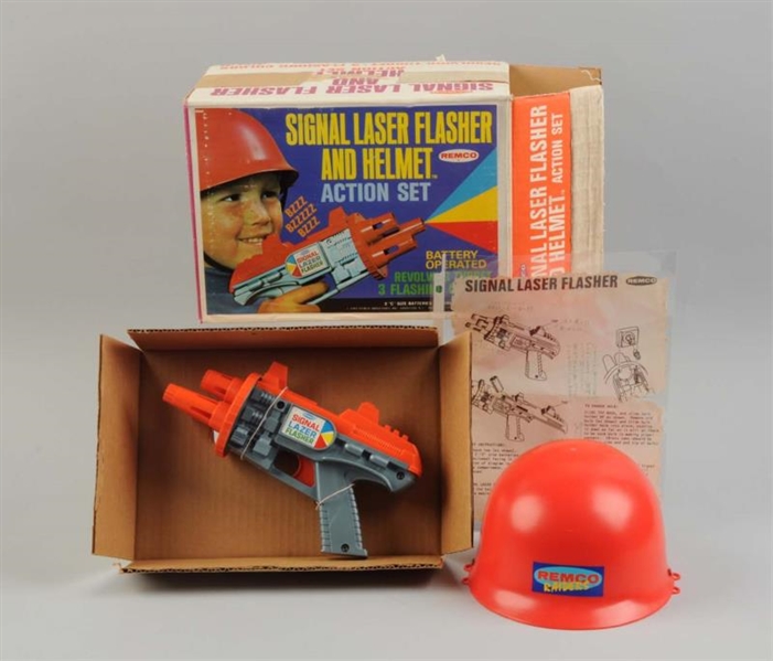 REMCO SIGNAL LASER FLASHER AND HELMET SET IN BOX. 