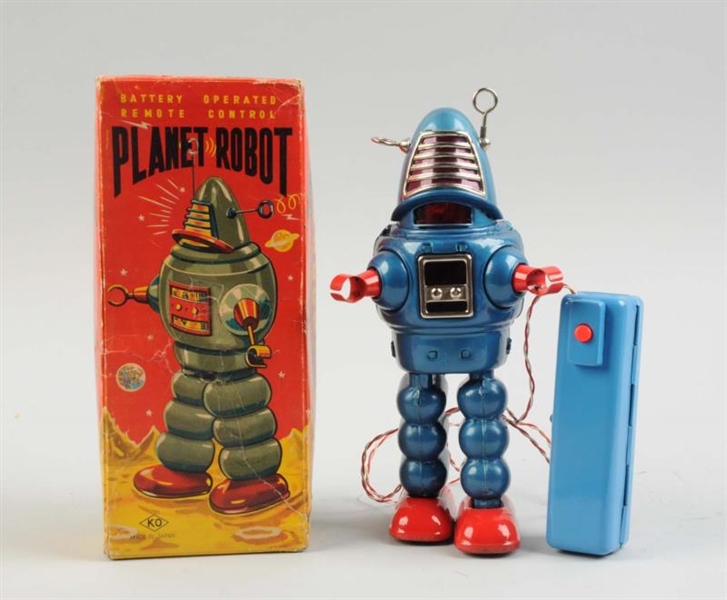 JAPANESE TIN LITHO BATTERY OP REMOTE PLANET ROBOT.