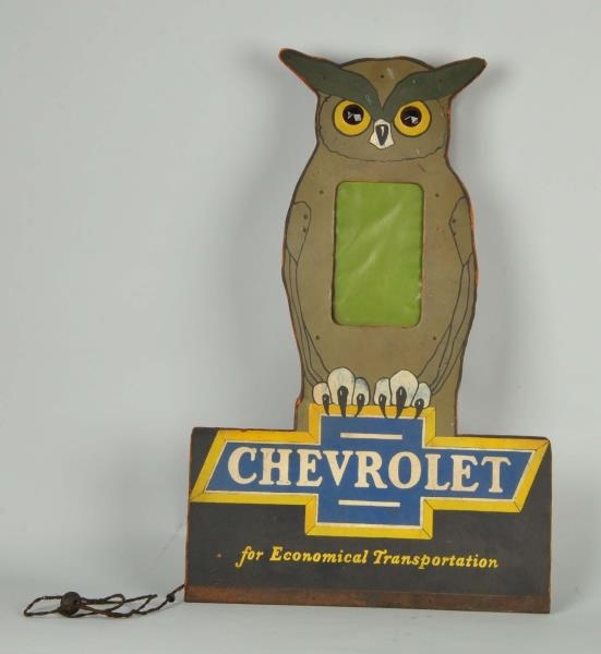 CHEVROLET SHOWROOM LIGHT OWL SINGLE-SIDED MASONITE
