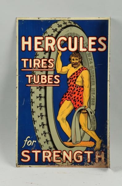 HERCULES TIRES TUBES FOR STRENGTH TIN FLANGE SIGN.