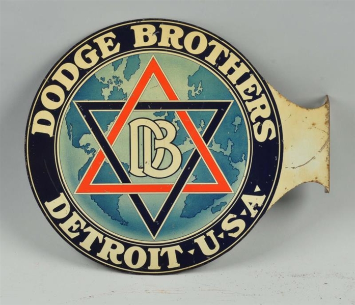 EARLY DODGE BROTHERS DETROIT USA TIN FLANGE SIGN. 