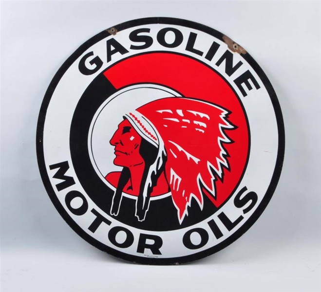 (RED INDIAN) GASOLINE MOTOR OILS DSP SIGN.        