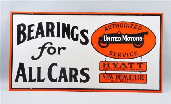 UNITED MOTOR SERVICE DOUBLE-SIDED PORCELAIN SIGN. 