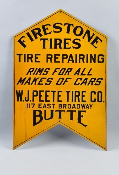 FIRESTONE TIRES, BUTTE SINGLE SIDED TIN SIGN.     