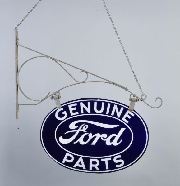 FORD GENUINE PARTS DOUBLE SIDED PORCELAIN SIGN.   