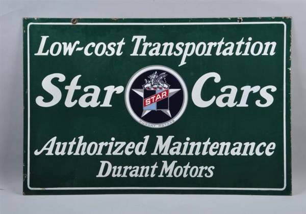 STAR CARS DOUBLE SIDED PORCELAIN SIGN.            