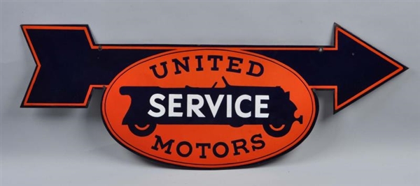 UNITED MOTOR SERVICE DOUBLE SIDED PORCELAIN SIGN. 