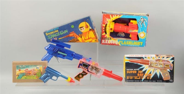 LOT OF 4: FOREIGN & AMERICAN SPACE GUNS IN BOXES. 