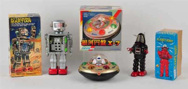 LOT OF 3: JAPANESE BATTERY-OP & WIND-UP SPACE TOYS