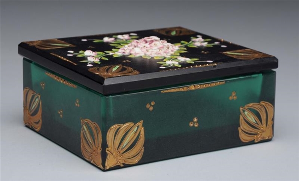 ENAMELED GLASS FLORAL BOX                         