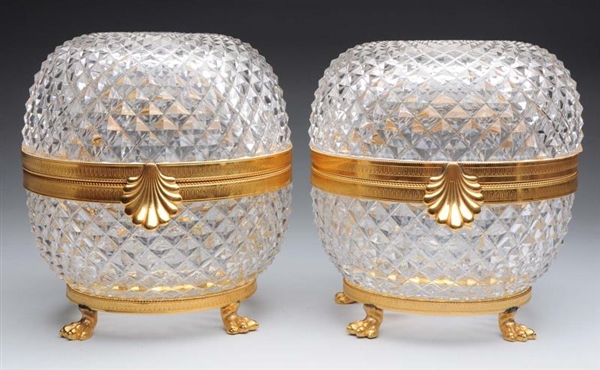PAIR OF FRENCH CRYSTAL & GILT CHAMPAGNE COOLERS.  