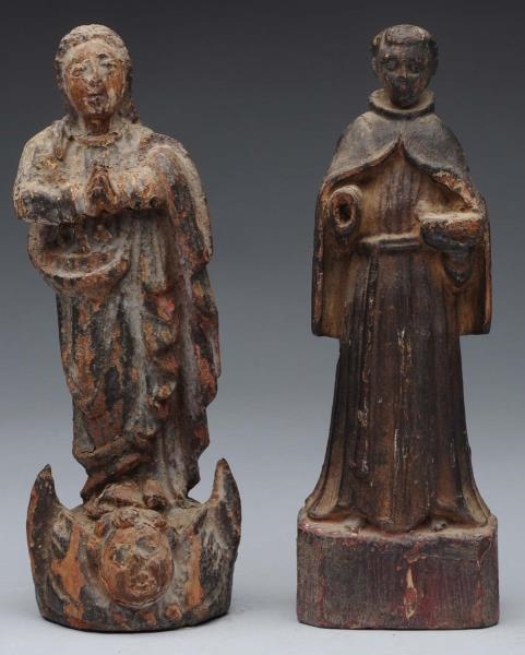 LOT OF 2: 18TH CENTURY CARVED FIGURES.            