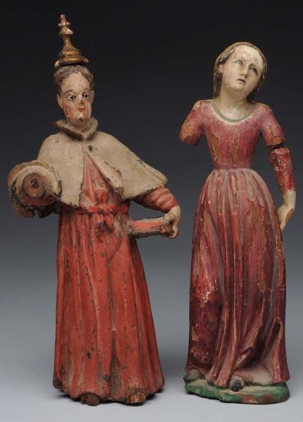 LOT OF 2: 18TH CENTURY CARVED LADY FIGURES.       