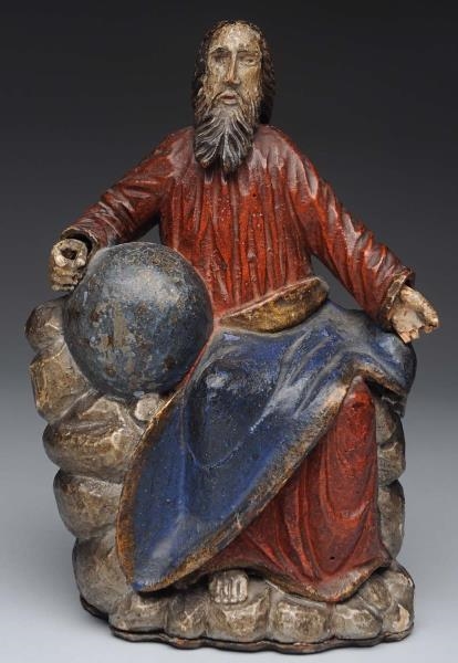 CARVED WOODEN FIGURE OF JESUS WITH MOVABLE HEAD.  