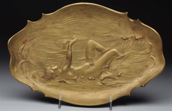 ART NOUVEAU BRONZE TRAY WITH NUDE.                