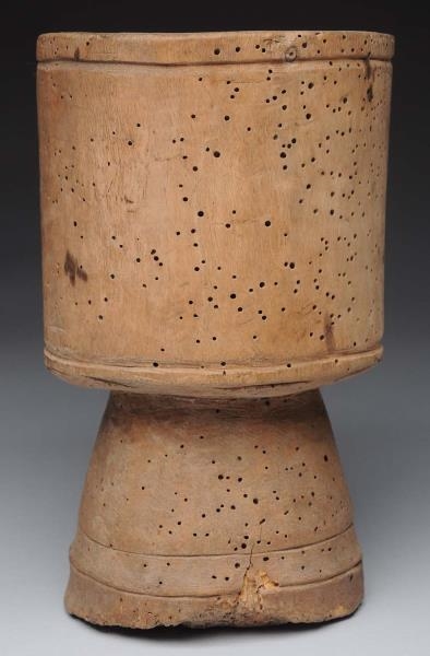EARLY CARVED WOODEN MORTAR.                       