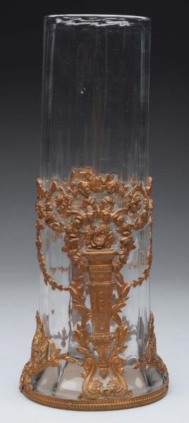 FRENCH EMPIRE GLASS VASE WITH BRONZE MOUNT.       