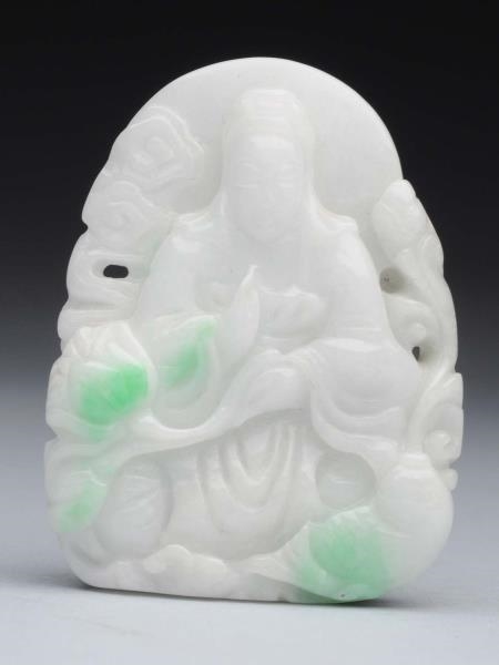 EARLY CHINESE CARVED JADE WITH FIGURE.            