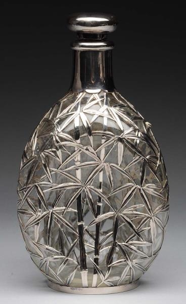CHINESE SILVER OVERLAY DECANTER.                  