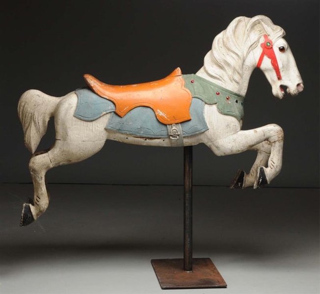 CIRCA 1900 CARVED WOODEN CAROUSEL HORSE.          
