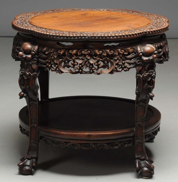 CARVED HARDWOOD TABLE - CHINESE.                  