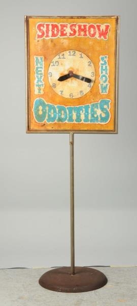 STAND UP SIDESHOW CARNIVAL CLOCK SIGN.            