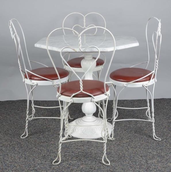 5-PIECE DINETTE SET WITH FOUR WIRE FRAME CHAIRS   