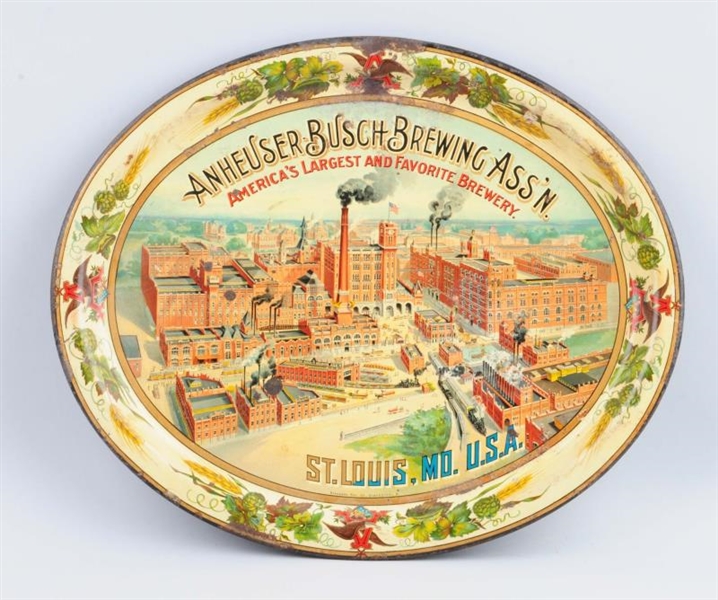 ANHEUSER BUSCH BREWING ADVERTISING TRAY.          